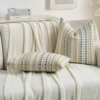 FUTEI Pack of 2 Boho Throw Pillow Covers 20x20 Inch, Yellow Grey - Image 5