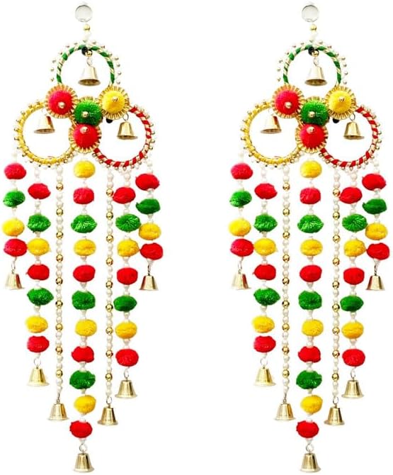 Divyakosh Wall Hanging for Home Decoration Set of 2, Multi Color Flower Diwali Lights, Home Decor, Handmade Diwali Decoration Psychedelic Wall hangings, Door Valance for Wedding - Image 3