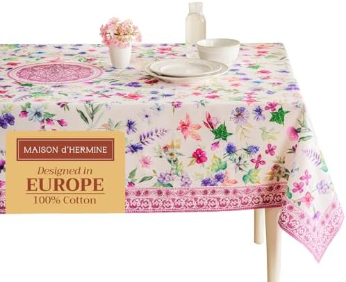 Maison d' Hermine Table Cloth Rectangle Table Reusable 100% Cotton 60"x120" by MaisondHermine