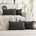 Set of 4 Soft Textured Decorative Throw Pillow Covers 12X20 Inch Cozy Farmhouse Cushion Cover Square Accent Pillow Cases for Bed Couch Sofa Living Room, Dark Grey by Cozoomy