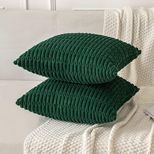 MIULEE Christmas Euro Sham Decorative Throw Pillow Covers 26x26 Dark Green Pack of 2 - Image 3