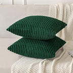 MIULEE Christmas Euro Sham Corduroy Decorative Throw Pillow Covers 24x24 Dark Green - Image 3