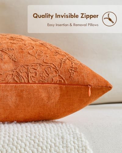 TOPWAVE 2 Pack Fall Throw Pillow Covers, Maple Leaf, Orange 24x24 - Image 3