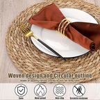 Kochorie Set of 12 Round Woven Placemats 15 Inch Bulrush Placemats Natural Handwoven Boho Rattan Wicker Table Mats for Farmhouse & Home Dining - Image 3