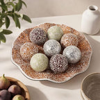 Suclain Centerpiece Bowl and Decorative Balls Set 8 Pcs Table Mosaic Plate with 2.4 Inch Glass Mosaic Orbs Glass Turquoise Tray and Spheres for Centerpiece Table Home Vases Decor(Khaki Light Brown) - Image 4