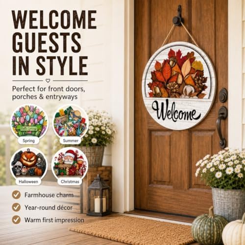 16 Pcs Interchangeable Welcome Sign for Front Door 12 Inch Magnetic Decor - Image 4