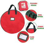 Heavy Duty Christmas Wreath Storage Bag 48" - Handles Made Of Durable 600D Oxford Polyester Material Storage Bag Extra Large 48” Holiday Wreaths Container (Red) - Image 2