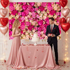 Ticuenicoa 10x7ft Pink Red Rose Flowers Photography Backdrop Valentine's Day Photo Background Baby Shower Wedding Birthday Decoration Bridal Shower Wedding Blossoms Roses Wall Art - Image 5
