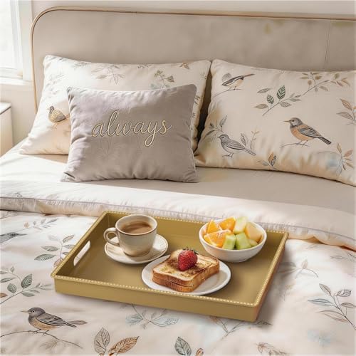 MAONAME Gold Serving Tray with Handle, Rectangular Beaded Decorative Tray - Image 6
