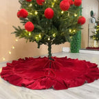 60 Inch Large Christmas Tree Skirt, Red Velvet with Ruffled Edge for Big Trees Decorations for Home Party Festival - Image 4