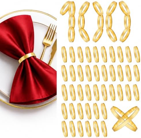 100 Pcs Gold Napkin Rings Bulk, Metal Napkin Ring Holders for Wedding Party by Unknown