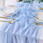 10 Pieces 10Ft Chiffon Table Runners Blue Sheer Rustic Wedding Table Runner Elegant Bridal Party Decorations 27x120 Inches - Image 4