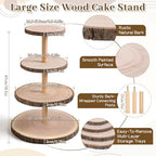 4 Tier Wooden Cupcake Tower, Wood Cupcake Stand, Tiered Dessert Stands, Large Rustic Cupcakes Display Holder Stand, for Woodland Baby Shower Decoration Wedding Birthday Tea Party Farmhouse Decor - Image 2