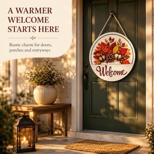 16 Pcs Interchangeable Welcome Sign for Front Door, 12" Wooden Sign - Image 3