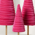 Pedestal Hot Pink Velvet Trees Set of 3 (Hot Pink) - Image 4