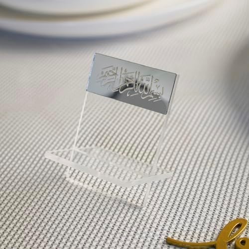 Ramadan Date Holder, Bismillah Islamic Calligraphy, Iftar Party, Ramadan Table Decoration, Eid Mubarak Gift (6 Pcs, Modern Design, Silver) - Image 4