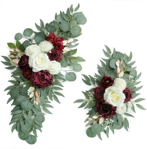 Artificial Burgundy Wedding Arch Flower Floral Swags Set of 2 by UdoulaFlowersforLife