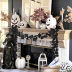 48FT Black Halloween Garland 8pcs Maple Leaf, Table Mantel Gothic Decor - Image 5