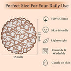 Ridhi Floral Block Print Round Placemats 15" in, Set of 4, Oak Brown - Image 6