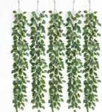 mizii 5 Packs 390" Artificial Vines Ficus Garland Fake Vine Silk Green Leaves Faux Plants Greenery Decoration for Bedroom Room Wall Party Table Centerpieces Wedding Arch Decor by Mizii