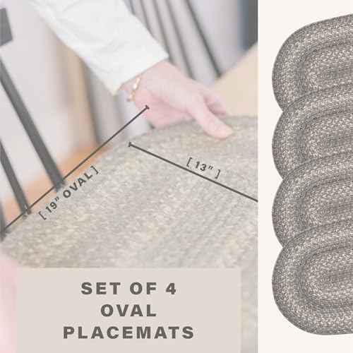 Homespice Grey Cloud Jute Braided Placemats, Oval 13x19 Set of 4 - Image 2