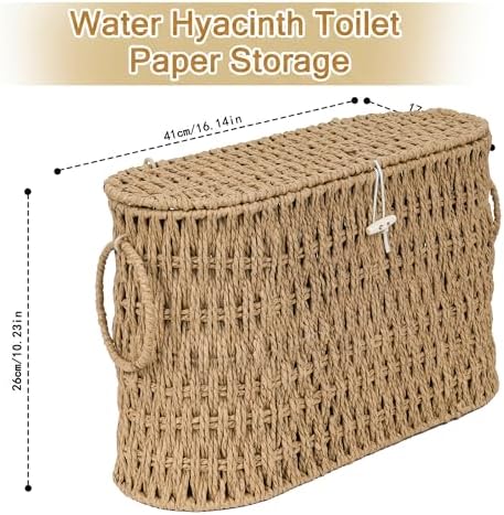efluky Toilet Paper Storage Basket, Paper Rope Slim Toilet Paper Holder with Lid- Holds Up to 9 Mega Rolls, Home Bathroom Decor Organizer - Image 3