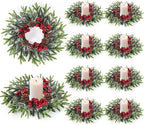 8 Pcs Christmas Candle Rings Wreath Mini Christmas Table Centerpieces Red Berry Pinecones Wreaths for Kitchen Cabinet for Holiday Table Centerpiece Farmhouse Front Door Porch Wall Decoration by Unknown