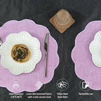 AHHFSMEI Round Faux Linen Placemats Set of 8 Heat Resistant Non-Slip Stain Proof Table Mats for Kitchen Dining Elegant Decor Place Mats (8, Purple) - Image 3