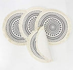 Fennco Styles Boho Geometric Fringe Decorative Cotton Placemats 13-inch Round, Set of 4 - Grey Heat Resistant Insulation Table Mats for Home Decor, Dining Table, Banquets and Special Events - Image 2