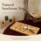 Sandstone Tray for Bathroom Countertop, Rectangular Stone Decorative Tray, Vanity Tray for Makeup, Perfume, Skincare, Jewelry & Bathroom Accessories (Earth Tone) - Image 4