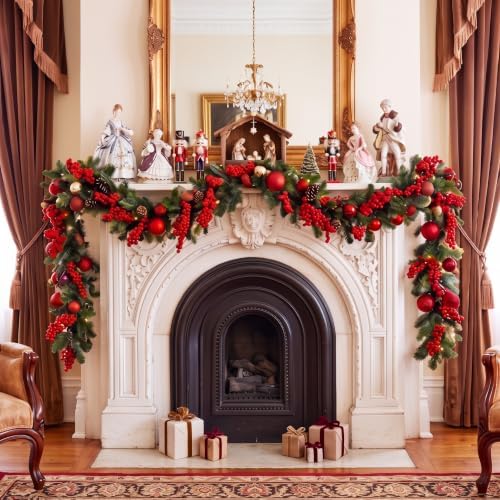 Thiccywoov 6ft LED Prelit Christmas Garland with Lights, Burgundy - Image 4