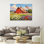 July 4th Patriotic Canvas Wall Art 4th of July USA Decorations Rustic American Flag and Wildflower Farmhouse Picture Wall Decor Independence Day Home Decor 20x24in - Image 2