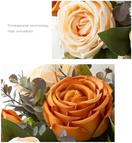 Silk Roses Artificial Flowers in Vase,Fake Flowers with Vase,Faux Flower Arrangement with Vase for Home Office Decoration, Dining Table Centerpiece - Image 5