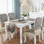 vctops Vintage Luxury Jacquard Damask Floral Table Runners Tea Table Decoration with Multi-Tassels 13"x106" Blue - Image 4