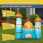 6FT Ramadan Inflatable Teal and Bronze Mosque - Islamic Ramadan Decor for Outdoor Front/Back Lawns, Built-in LED Lights and Fan to Blow Up with Air, Iftar/Eid Gift - Image 4
