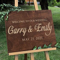 Personalized Favors Wood Wedding Welcome Sign, Design 3, Rectangular or Round, 16x24 inches, 5 Color Options by PersonalizedFavors