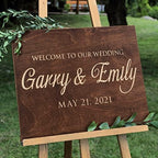 Personalized Favors Wood Wedding Welcome Sign, Design 3, Rectangular or Round, 16x24 inches, 5 Color Options by PersonalizedFavors