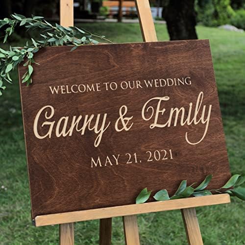 Personalized Favors Wood Wedding Welcome Sign, Design 3, Rectangular or Round, 16x24 inches, 5 Color Options by PersonalizedFavors