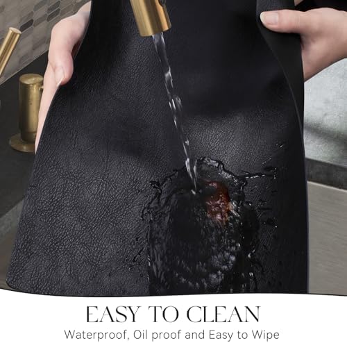 MOSAYT Vinyl Faux Leather Placemats, Set of 6, Black - Image 4