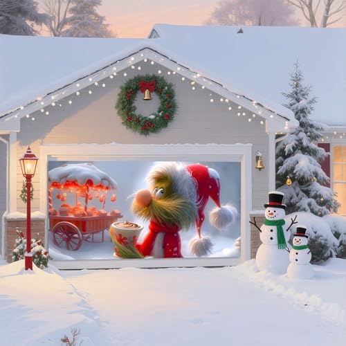 Christmas Garage Door Banner – Festive Holiday Party Backdrop Decoration for Home & Outdoor, Elf & Snow Scene Design for Garage, Porch, Living Room, or Bedroom,16 x 7ft/4.8 x 2.1m - Image 4