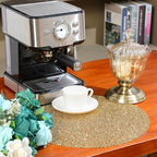 Blulu 4 Pieces Round Rhinestone Placemat Glitter Sparkle Table Mat,Gold - Image 2