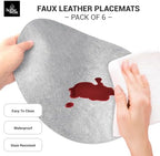 Morgan Faux Leather Round Set of 12 Placemats, 15", Silver, Heat Resistant, Stain Resistant, Non-Slip, Reversible, Durable Table Mats for Kitchen, Dining Table, Indoor Washable Use - Image 5