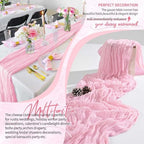 18 Pack Cheesecloth Table Runner 10FT Light Pink Table Runner Boho Gauze Cheese Cloth Table Runners Long Rustic Sheer Table Decorations for Wedding Party Baby Bridal Shower Birthday Holiday Home - Image 6