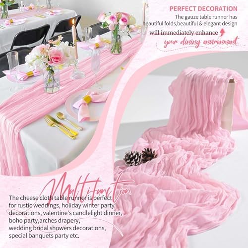 30 Pack Cheesecloth Table Runner 10FT Light Pink Table Runner Boho Gauze Cheese Cloth Table Runners Long Rustic Sheer Table Decorations for Wedding Party Baby Bridal Shower Birthday Holiday Home - Image 6