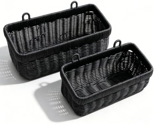 Wicker-Style Hanging Baskets, Plastic Basket for Kitchen Fruit Vegetable Organizing by Nicestand