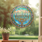 Hanukkah Menorah Jewish Suncatcher Acrylic Hanging TQN3990AS, 8in - Indoor, Outdoor, Home Decor, Window Suncatcher Hanging Decorations by FLAGWIXLLC
