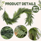 9 FT 2Pcs Prelit Realistic Faux Pine Cedar Garland for Christmas Decor Home - Image 2