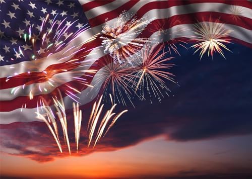 BELECO 10x6.5ft Fabric American Flag Backdrop 4th of July Independence Day Fireworks Photography Background National Flag Day Memorial Day Veterans Day Patriotic Party Decorations Photo Studio Props - Image 3