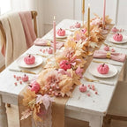 GAGEC 1Pcs 5.7FT Pink Fall Garland with Lights Pink Fall Decor Artificial Pumpkin Garland Without Battery Autumn Vine Decorations for Mantle Fireplace Porch Thanksgiving Decor - Image 5
