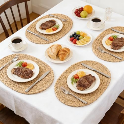 Natural Water Hyacinth Woven Placemats, Plate Chargers Set of 10 - Image 4